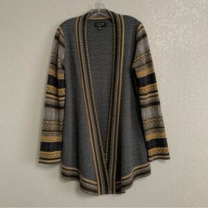 Icelandic Design Cardigan Sweater Women M Wool Open Fair Isle Nordic Apres Ski